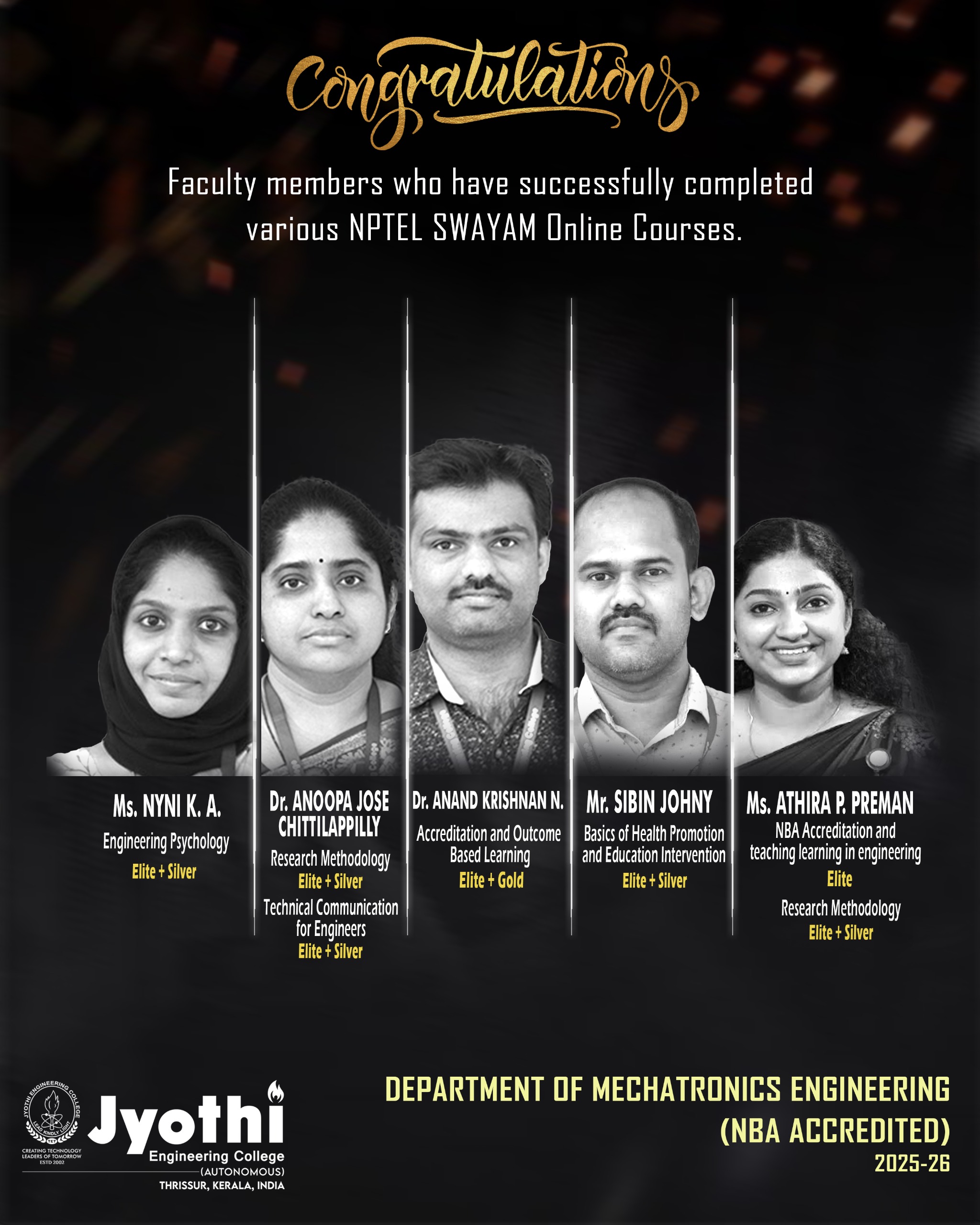 Faculty Excellence: NPTEL Achievements Reflect Academic Commitment