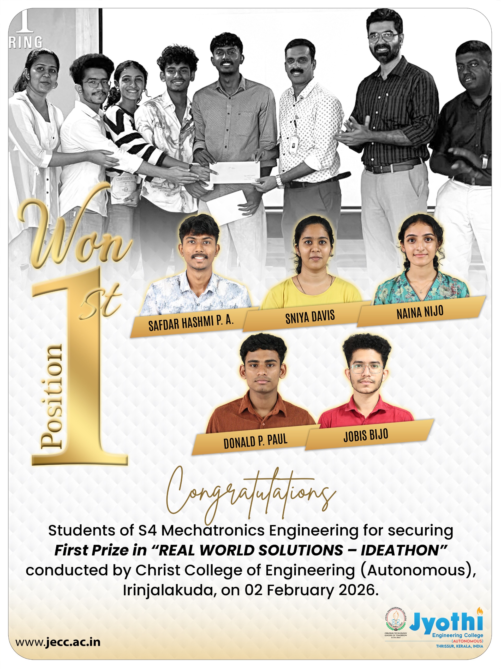 Innovation Triumph: Mechatronics Students Win Ideathon First Prize